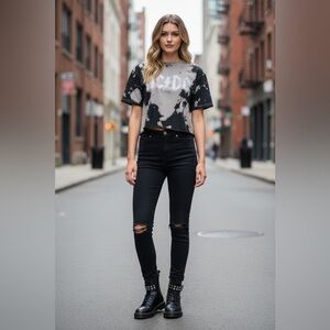 AC/DC women Black and Gray Tie-Dye